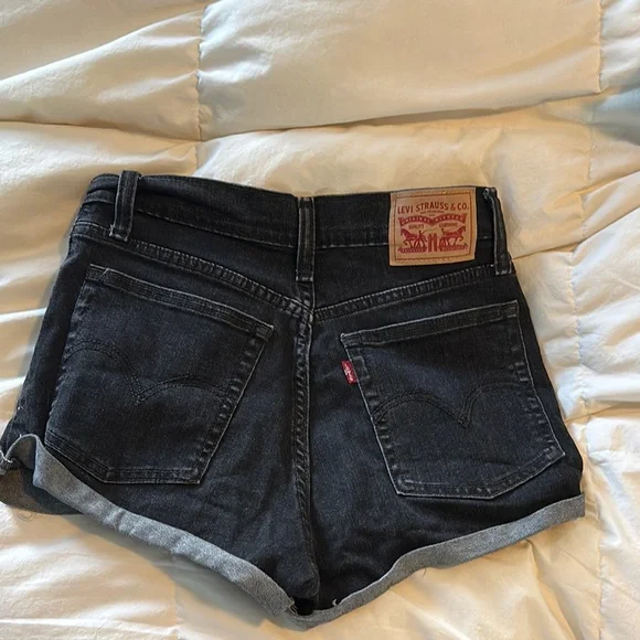 Levi's Black Jean Shorts with Frayed Hem - Picture 2 of 2